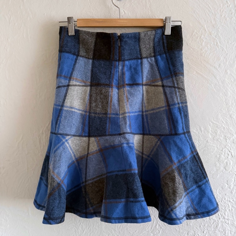 Derek Lam Blue & Gray Wool Plaid Skirt Size 8 - Picture 3 of 5